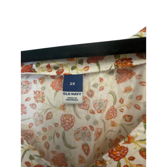 Old Navy Women's 2X Orange Floral Peasant Cottagecore Pockets Tiered Boho - Picture 4 of 6